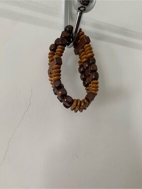Women's Wood Beaded Stretch Bracelet in Dark Brown & Honey